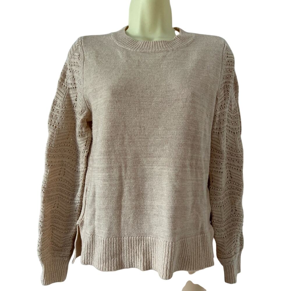 Christian Siriano lace sleeve sweater crew neck creamy beige blush Woman Size XS